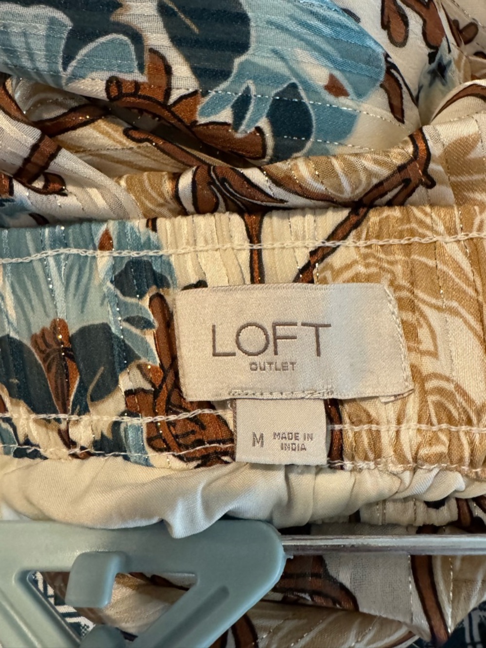 LOFT Cream Maxi Skirt with Brown and Teal Floral Design - Picture 4 of 4